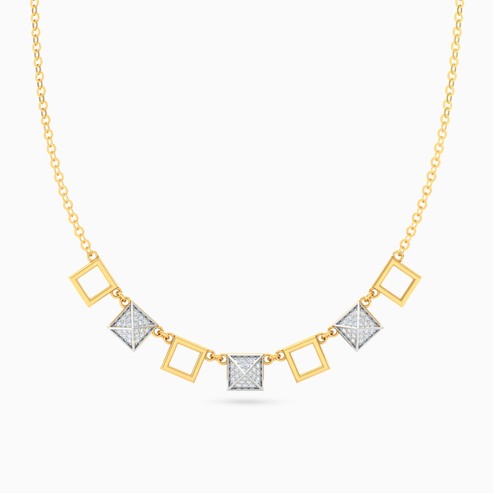 Squares & Pyramids Diamond Necklace in 18K Gold Squares & Pyramids Diamond Necklace in 18K Gold
