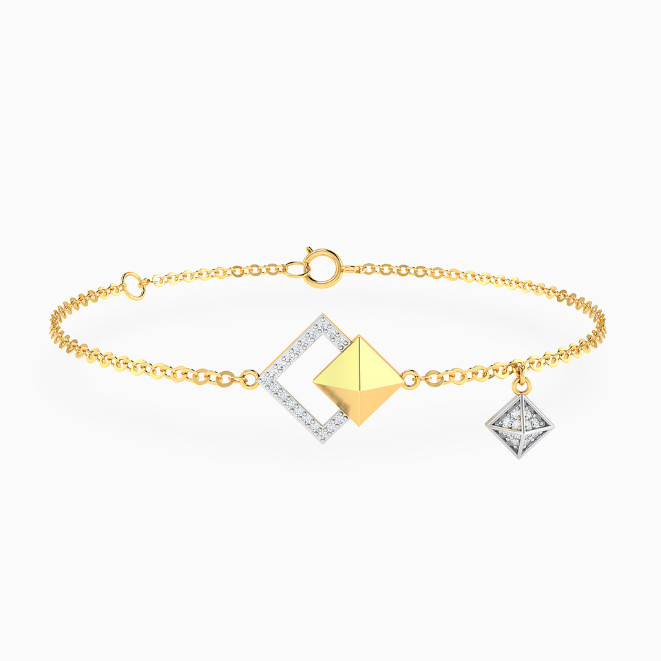 Pyramid & Halo Diamond Chain Bracelet 18K Gold Pyramid & Halo Diamond Chain Bracelet 18K Gold