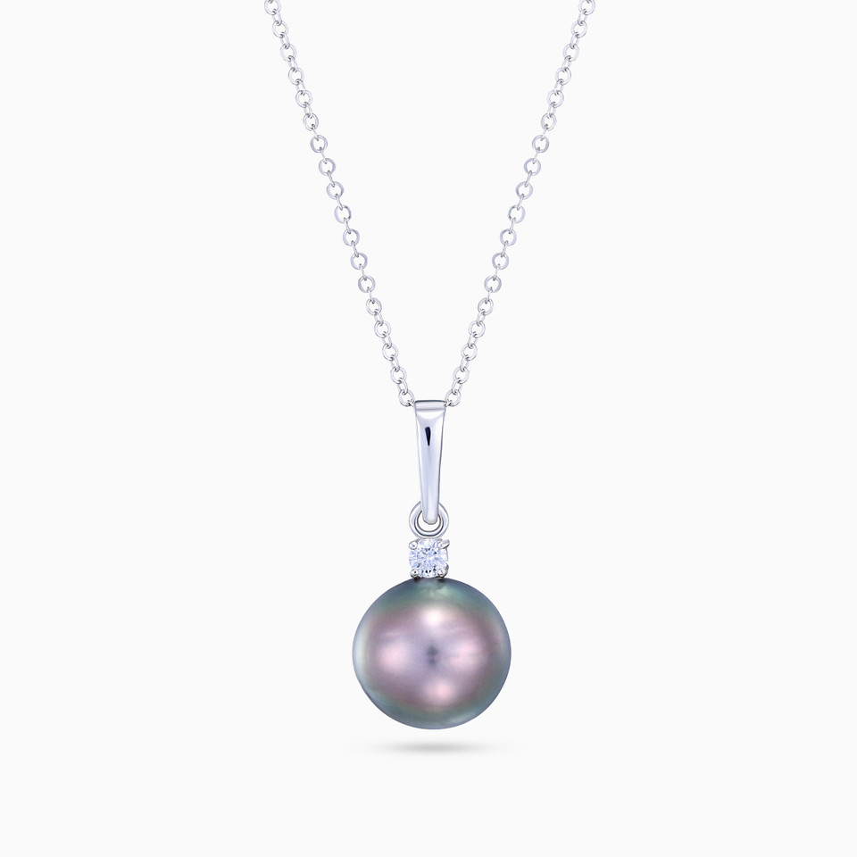 Sleek Setting Black Pearl Diamond Necklace 18K Gold Sleek Setting Black Pearl Diamond Necklace 18K Gold
