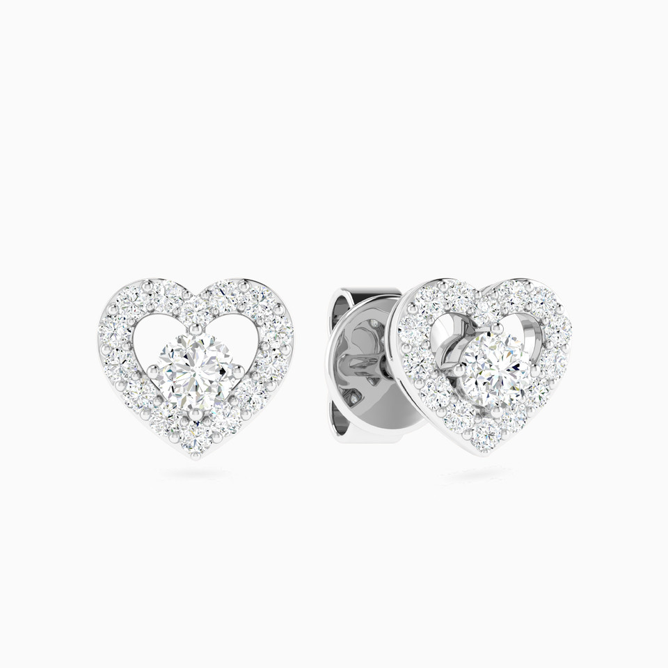 Open Heart Diamond Stud Earrings in 18K Gold Open Heart Diamond Stud Earrings in 18K Gold