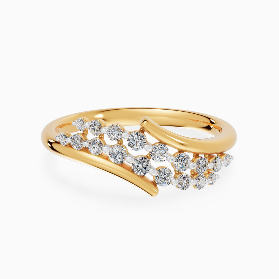 Two Rows Diamond Bypass Ring in 18K Gold Two Rows Diamond Bypass Ring in 18K Gold