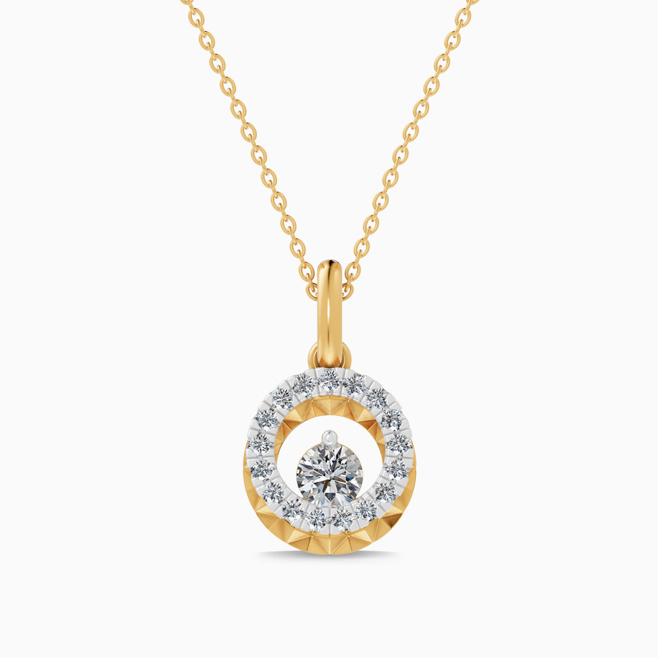 Circular Frame Diamond Pendant Necklace in 18K Gold Circular Frame Diamond Pendant Necklace in 18K Gold