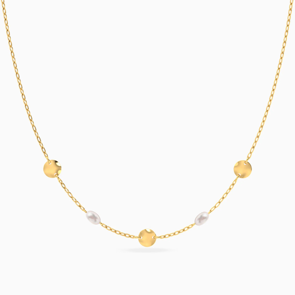 Round Discs Pearl Necklace in 18K Gold Round Discs Pearl Necklace in 18K Gold