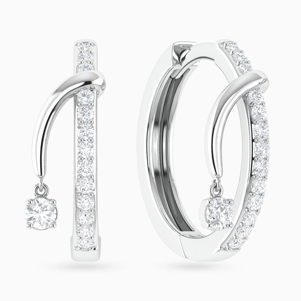 Vertical Cross Bar Diamond Hoop Earrings in 18K Gold Vertical Cross Bar Diamond Hoop Earrings in 18K Gold