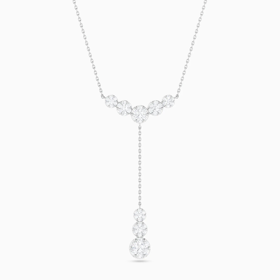 Graduated Drop Y Shaped Diamond Necklace in 18K Gold Graduated Drop Y Shaped Diamond Necklace in 18K Gold