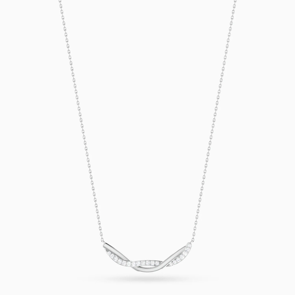 Twisted Wave Curved Bar Diamond Necklace in 18K Gold Twisted Wave Curved Bar Diamond Necklace in 18K Gold