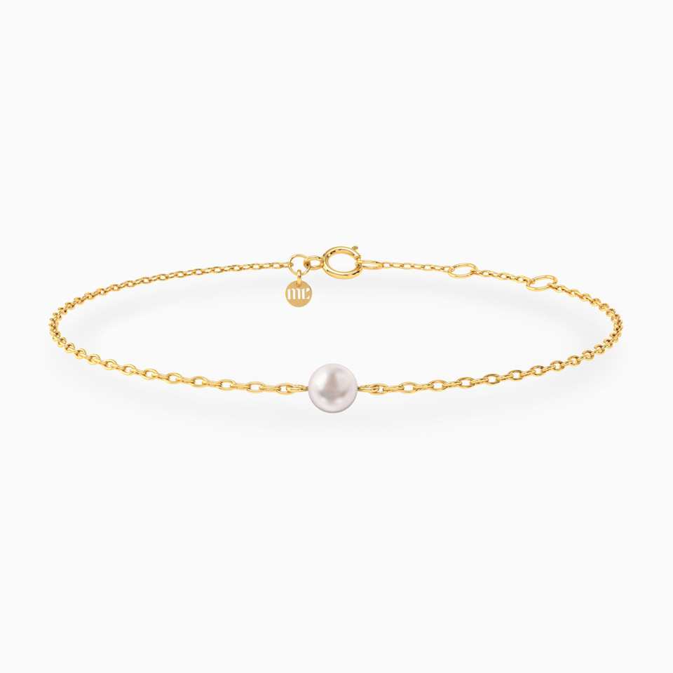 Round Pearls Chain Bracelet in 14K Gold Round Pearls Chain Bracelet in 14K Gold