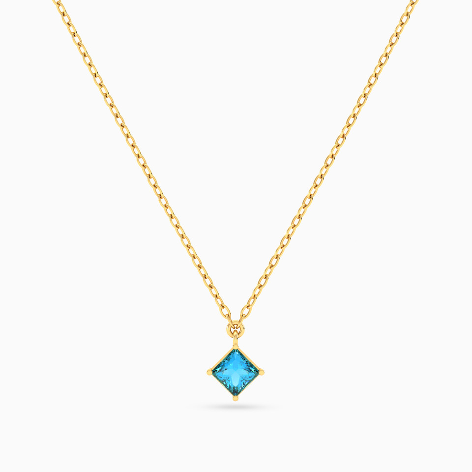 Aqua Blue Stone Necklace In 14K Gold Aqua Blue Stone Necklace In 14K Gold