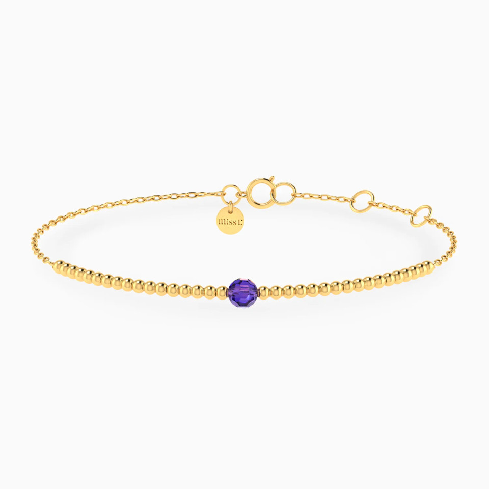 Beads & Purple Stone Chain Bracelet in 18K Gold Beads & Purple Stone Chain Bracelet in 18K Gold