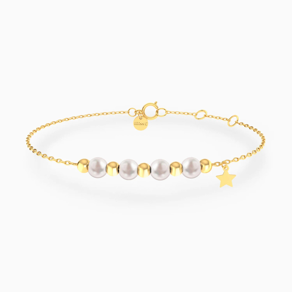 Star & Beads Pearl Chain Bracelet in 18K Gold Star & Beads Pearl Chain Bracelet in 18K Gold