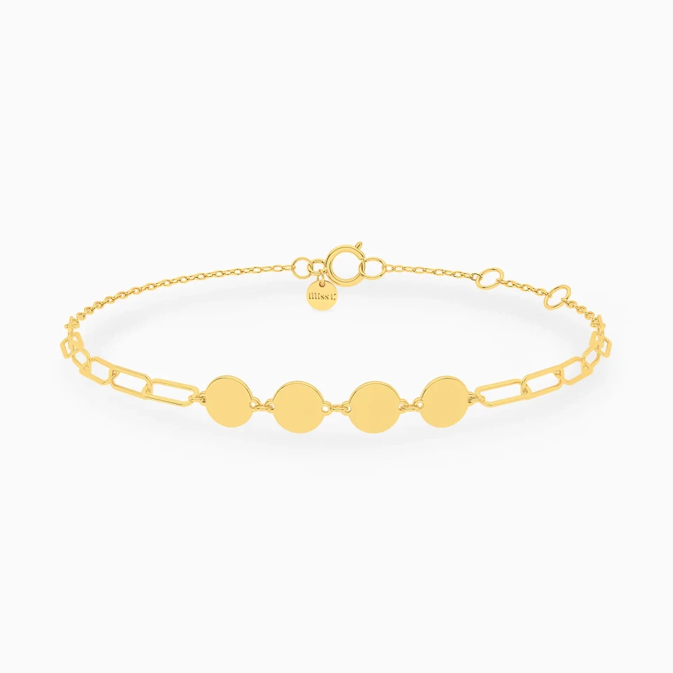 Elongated Links & Round Discs Chain Bracelet in 18K Gold Elongated Links & Round Discs Chain Bracelet in 18K Gold