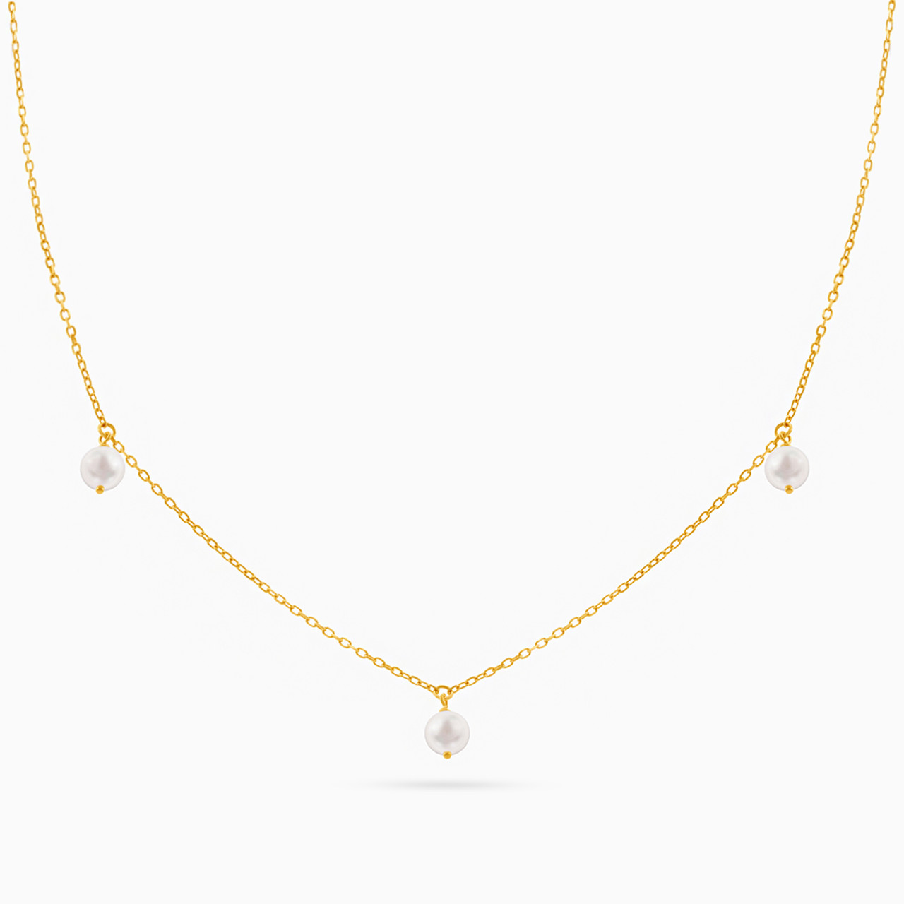 18K Gold Pearl Chain Necklace