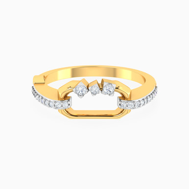 Rectangle Shaped Diamond Statement Ring in 18K Gold - 21048110703