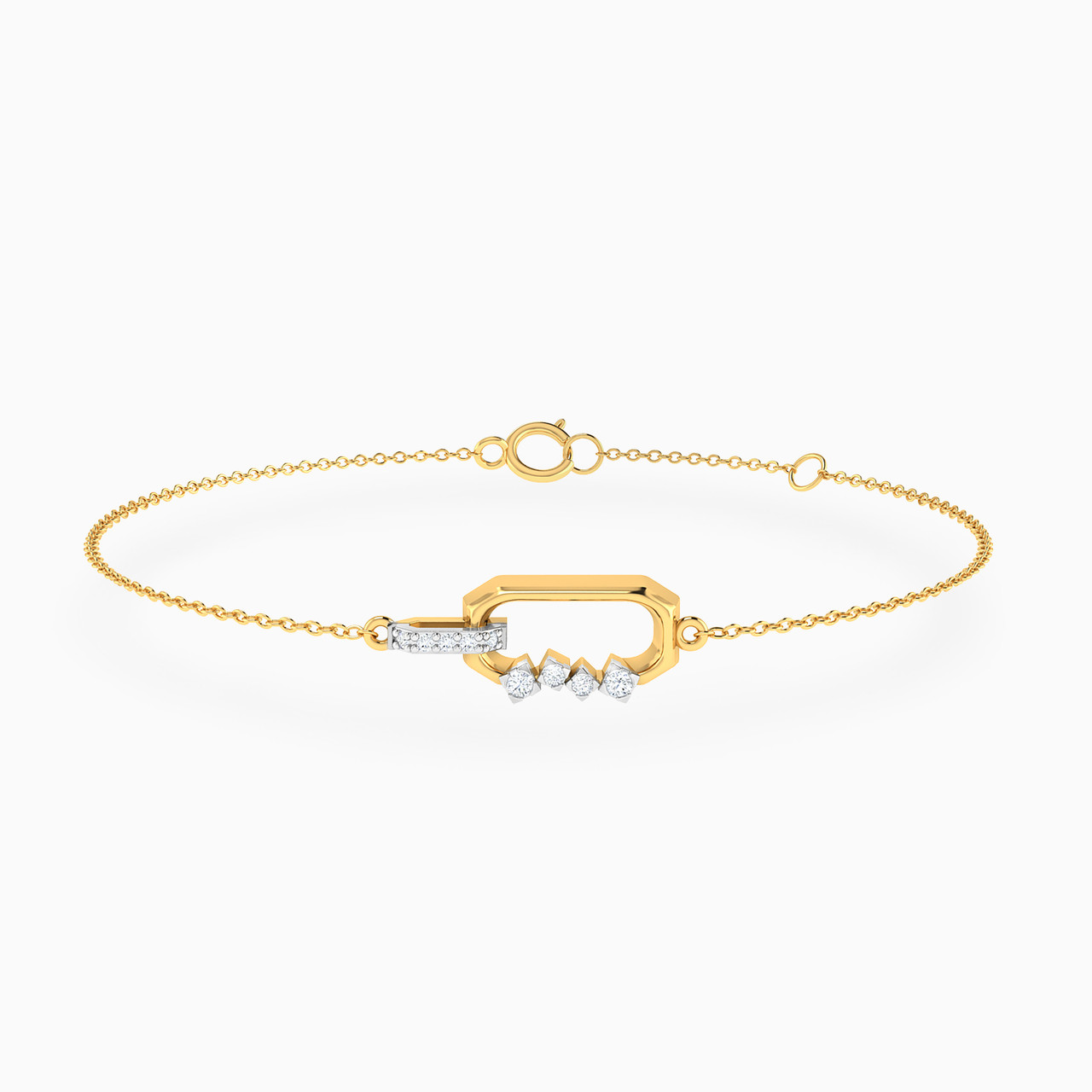 18K Gold Cubic Zirconia Chain Bracelet