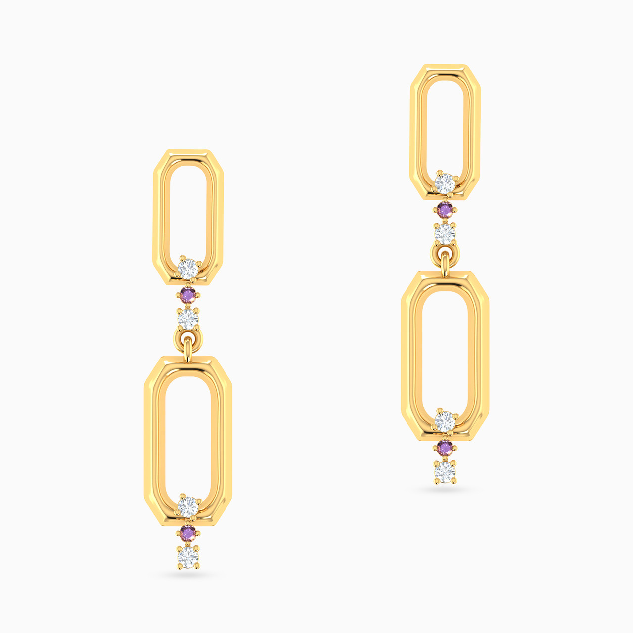 18K Gold Colored Stones Drop Earrings