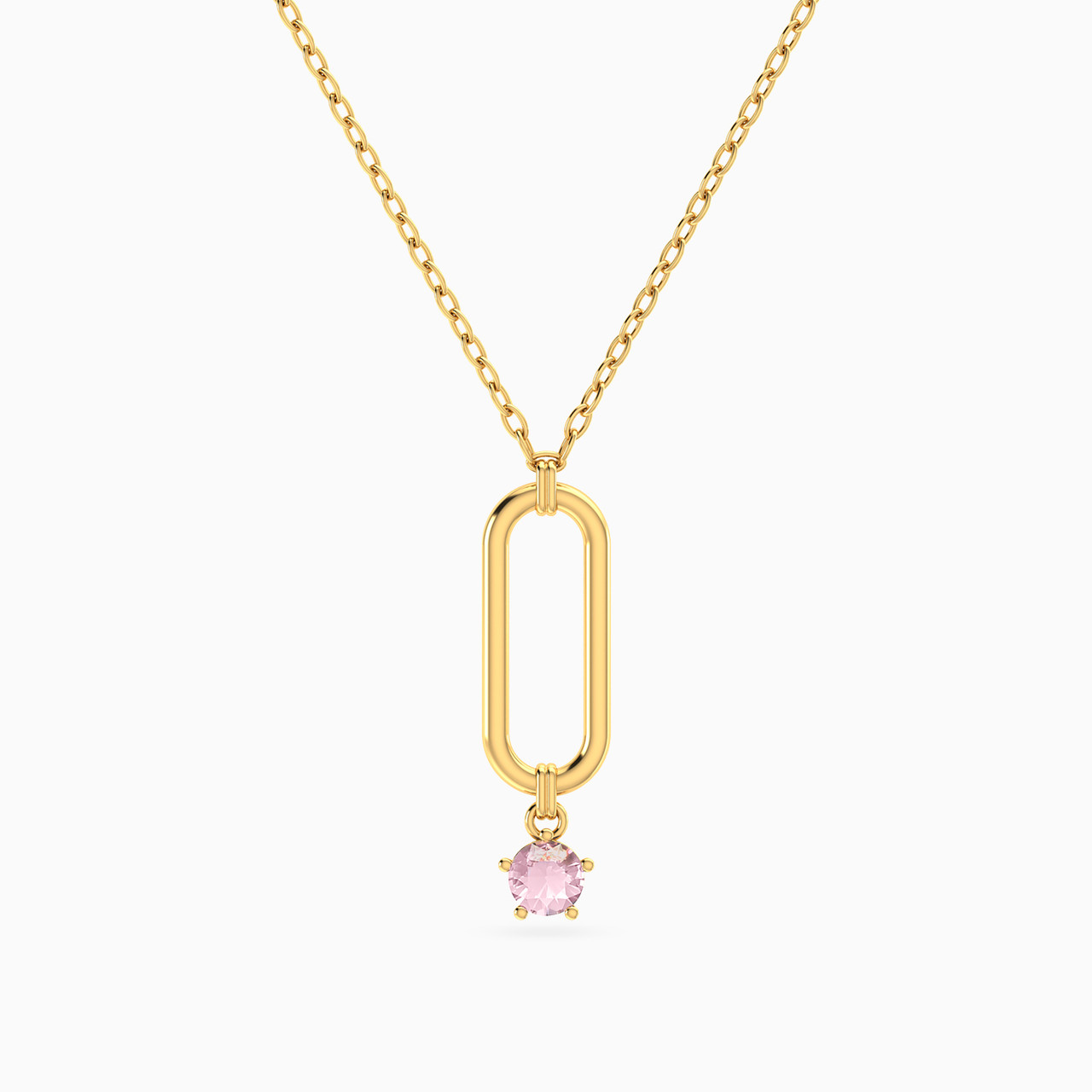 Rectangle Shaped Colored Stones Pendant with 18K Gold Chain