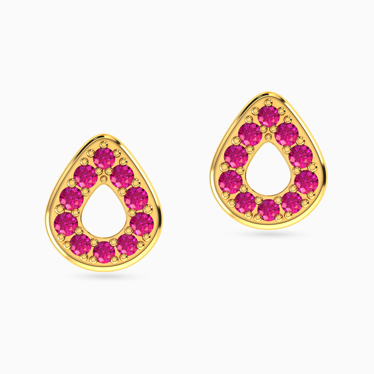 18K Gold Colored Stones Stud Earrings