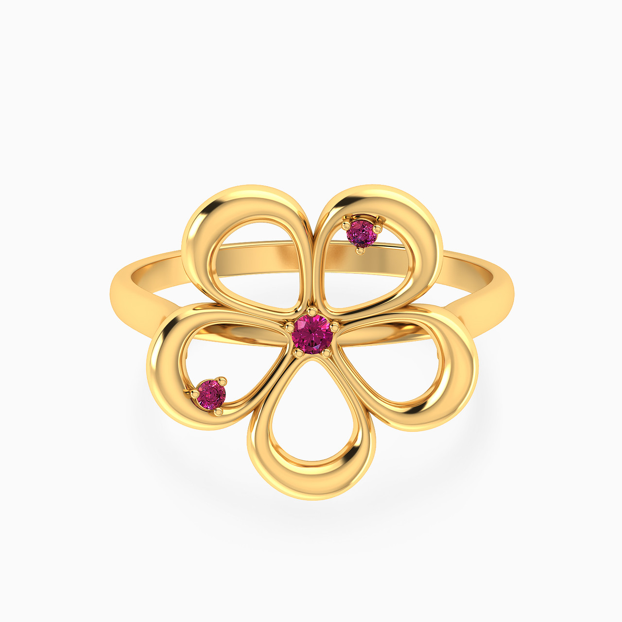 Flower Shaped Colored Stones Statement Ring in 18K Gold