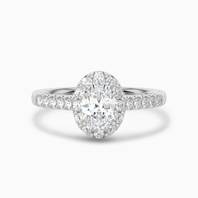 0.74 CT Oval Lab Grown Diamond Statement Ring in 18K Gold - SAR05086