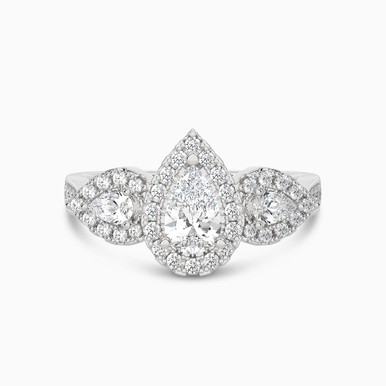 1.04 CT Pear Lab Grown Diamond Statement Ring in 18K Gold - AJR35742