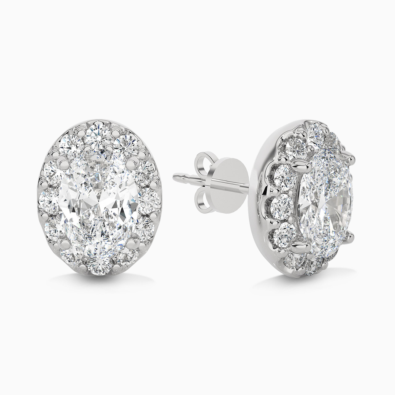 Oval Lab Grown Diamond Stud Earrings in 18K Gold