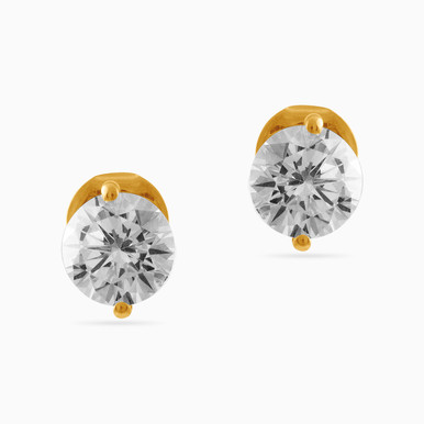 Round Cubic Zirconia Stud Earrings in 18K Gold - 111201100011