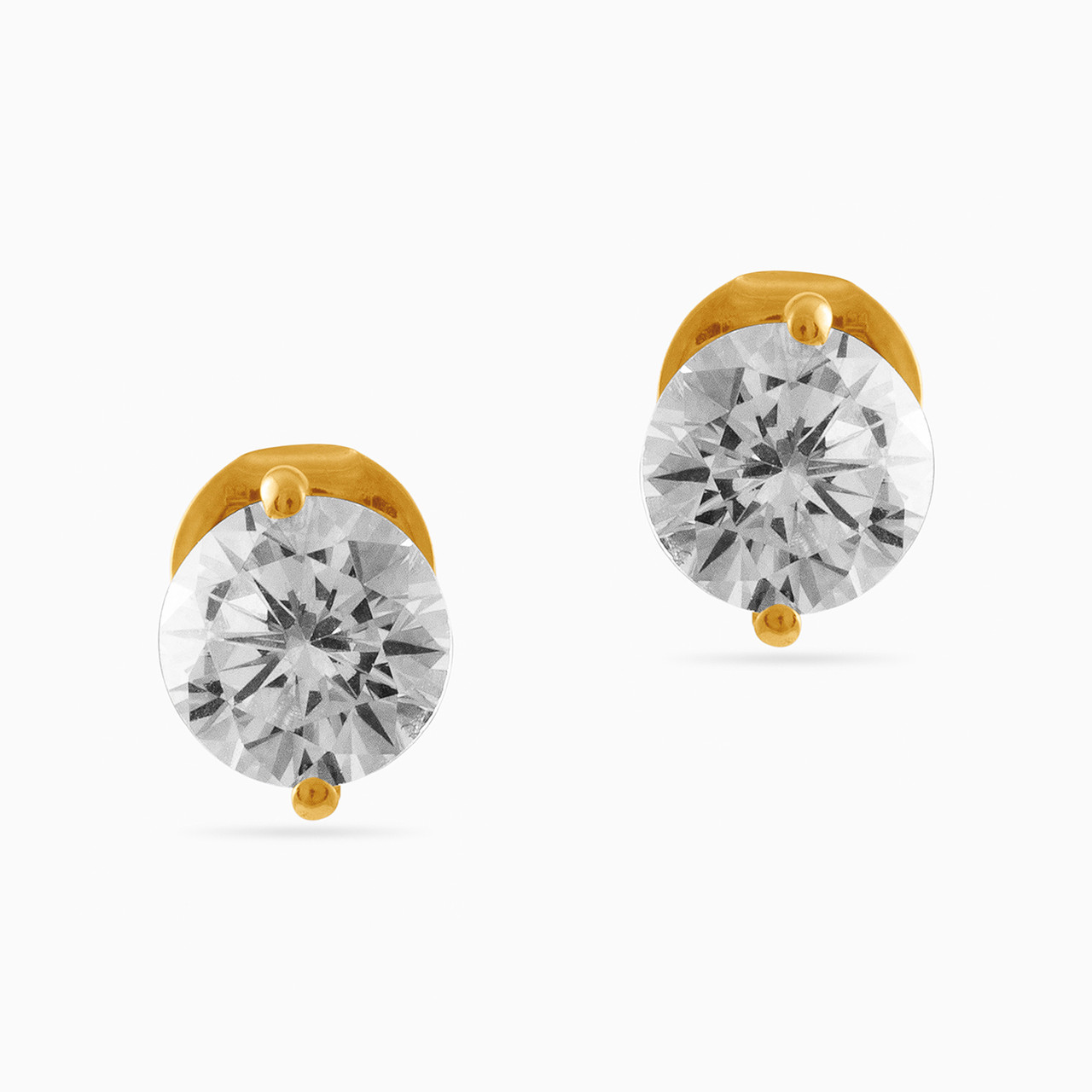 18K Gold Cubic Zirconia Stud Earrings