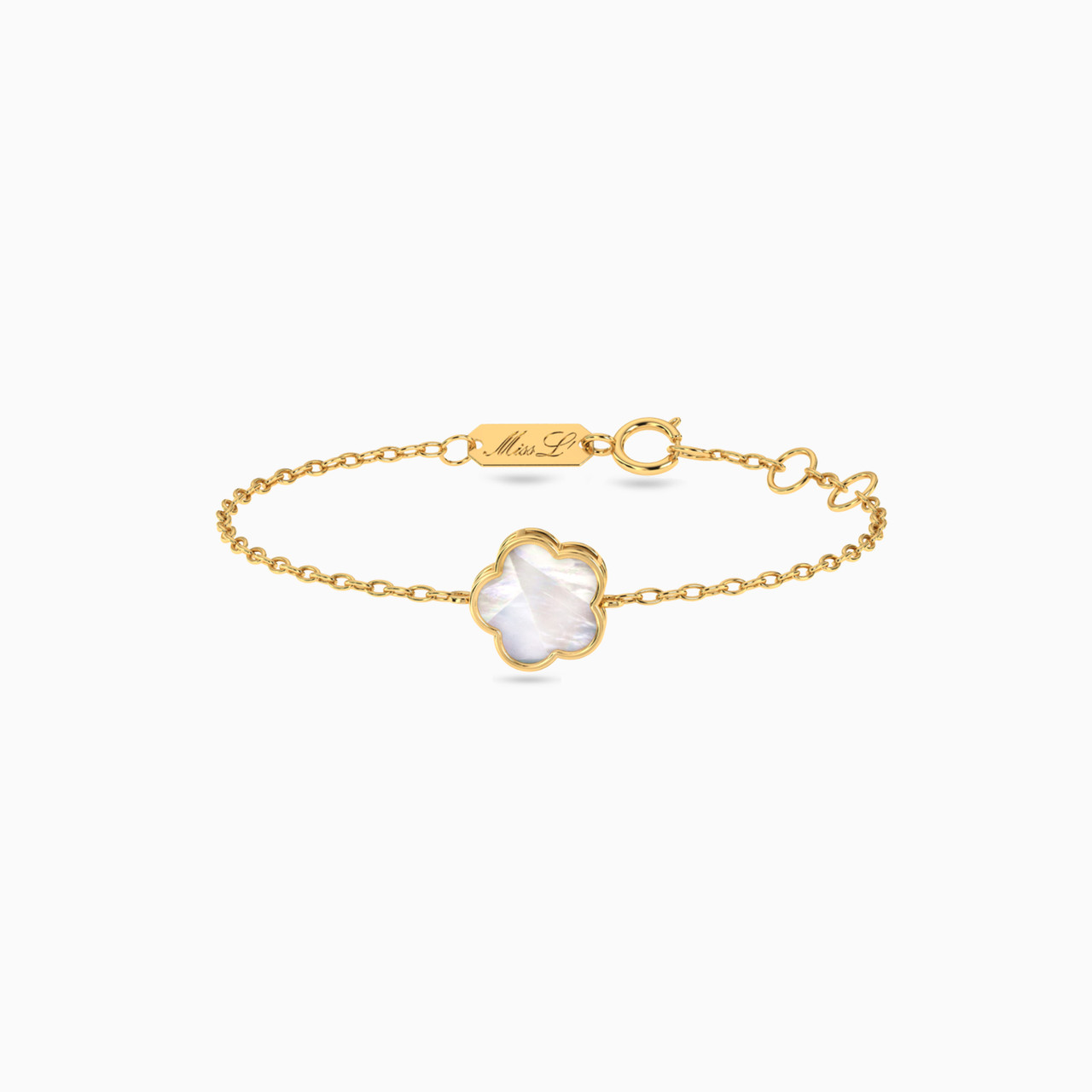 Kids Flower Colored Stones Chain Bracelet in 18K Gold