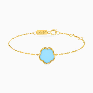 Flower Colored Stones Chain Bracelet in 18K Gold - 21047110179