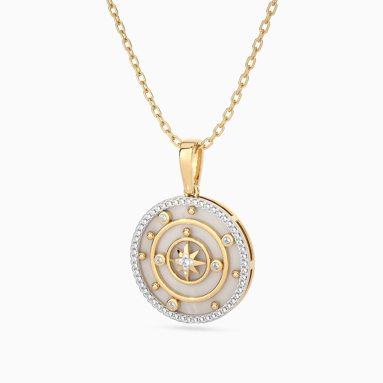 18K Gold Diamond & Enamel Coated Pendant