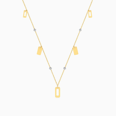 Rectangle Chain Necklace in 18K Gold - 21046140322 Rectangle Chain Necklace in 18K Gold - 21046140322