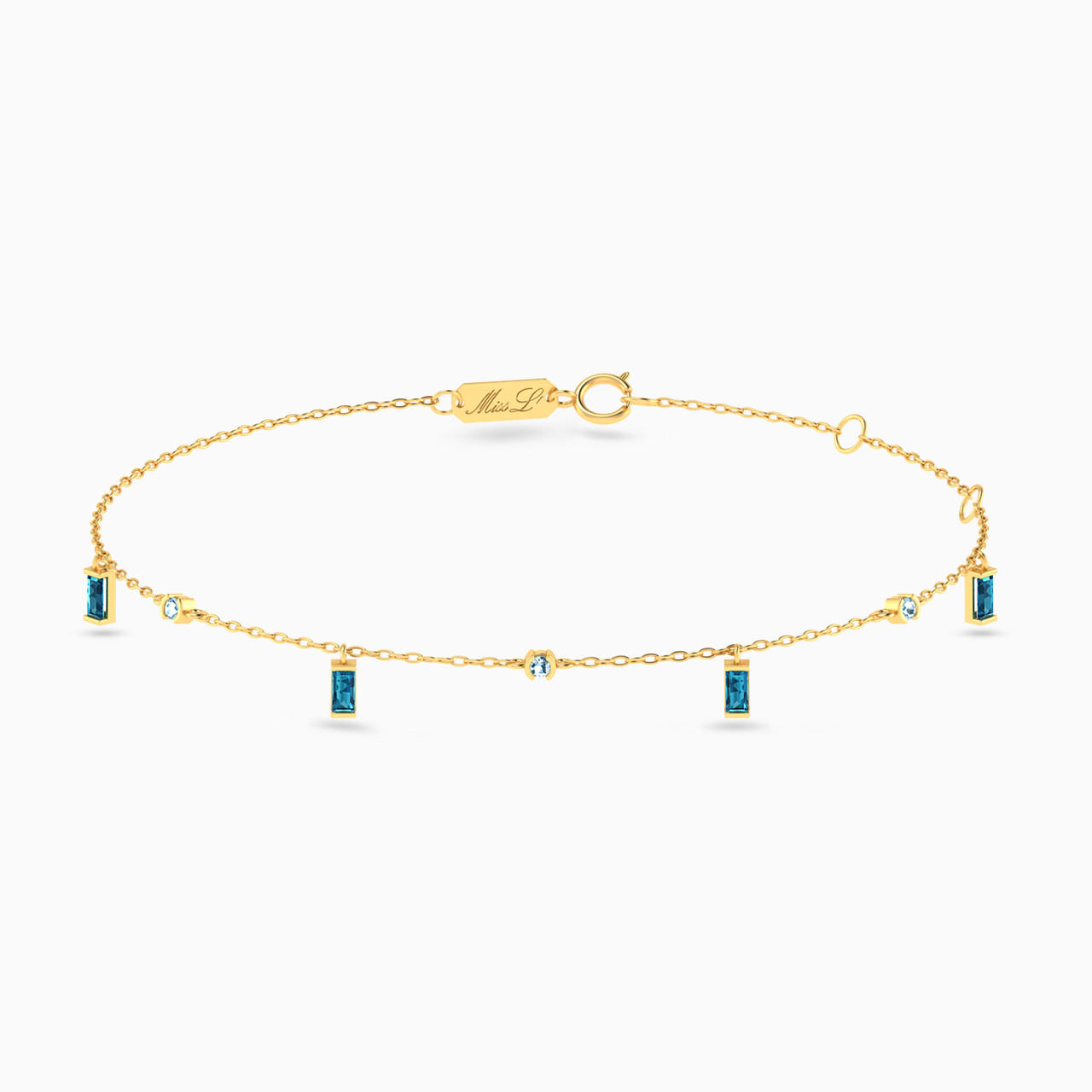 18K Gold Colored Stones Chain Anklet