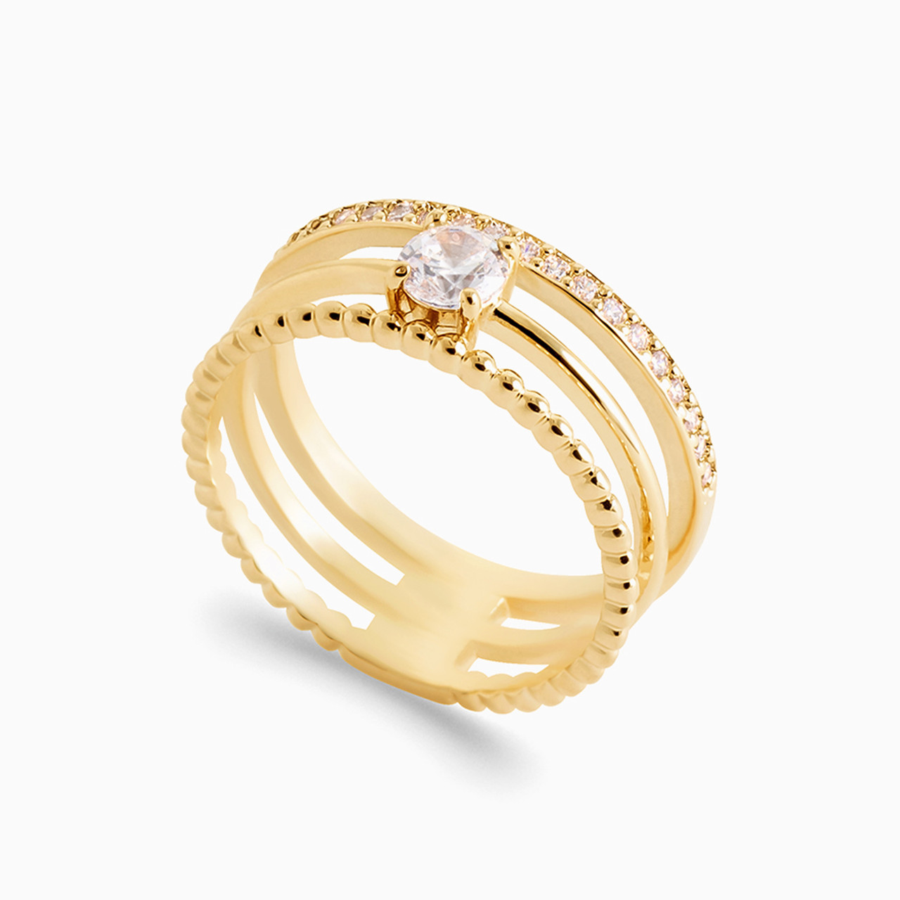 Gold Plated Colored Stones Statement Ring