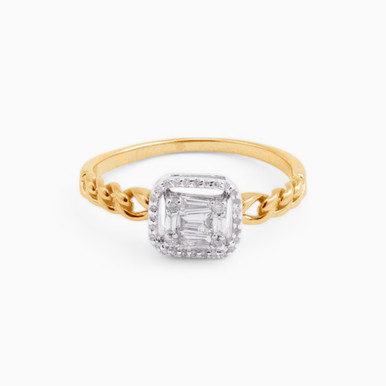 Square Diamond Ring in 18K Gold - 41203Y