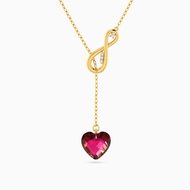 Heart Rose Stone Necklace in 18K Gold - 111410130006