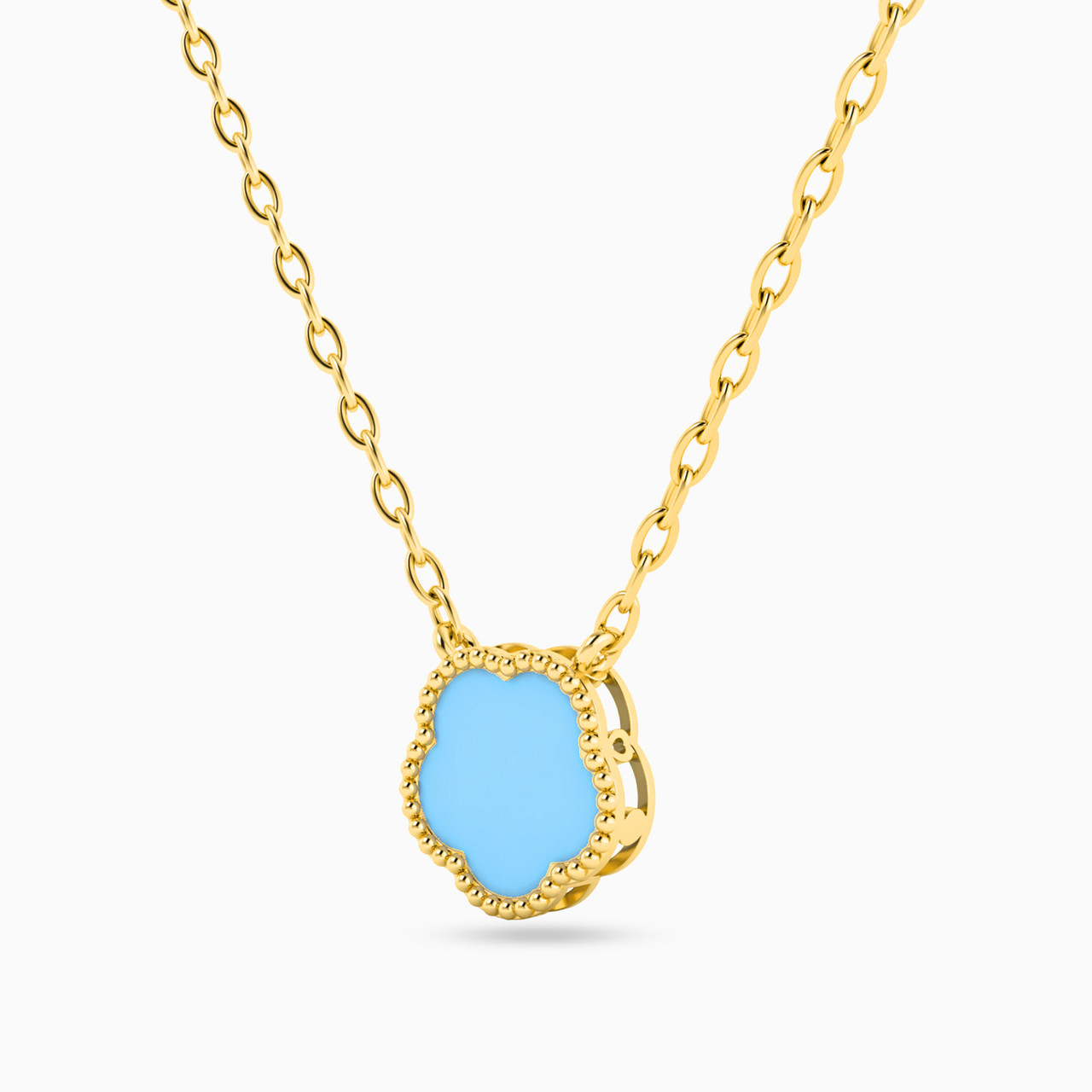 18K Gold Colored Stones Pendant Necklace