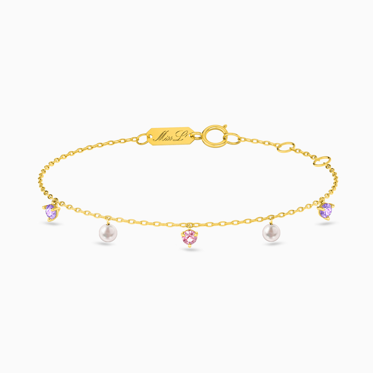 18K Gold Colored Stones Chain Anklet