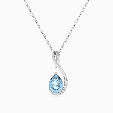 Pear Diamond & Colored Stones Necklace in 18K Gold - 111404250065