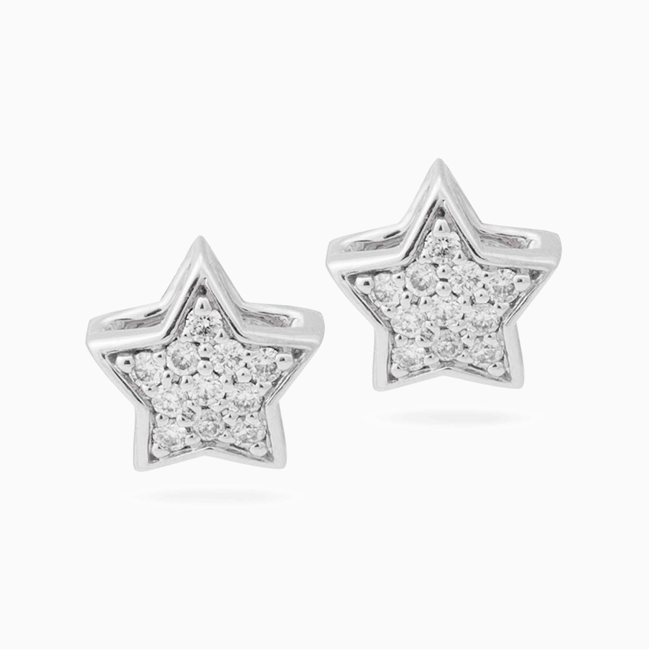 18K Gold Diamond Star Stud Earrings