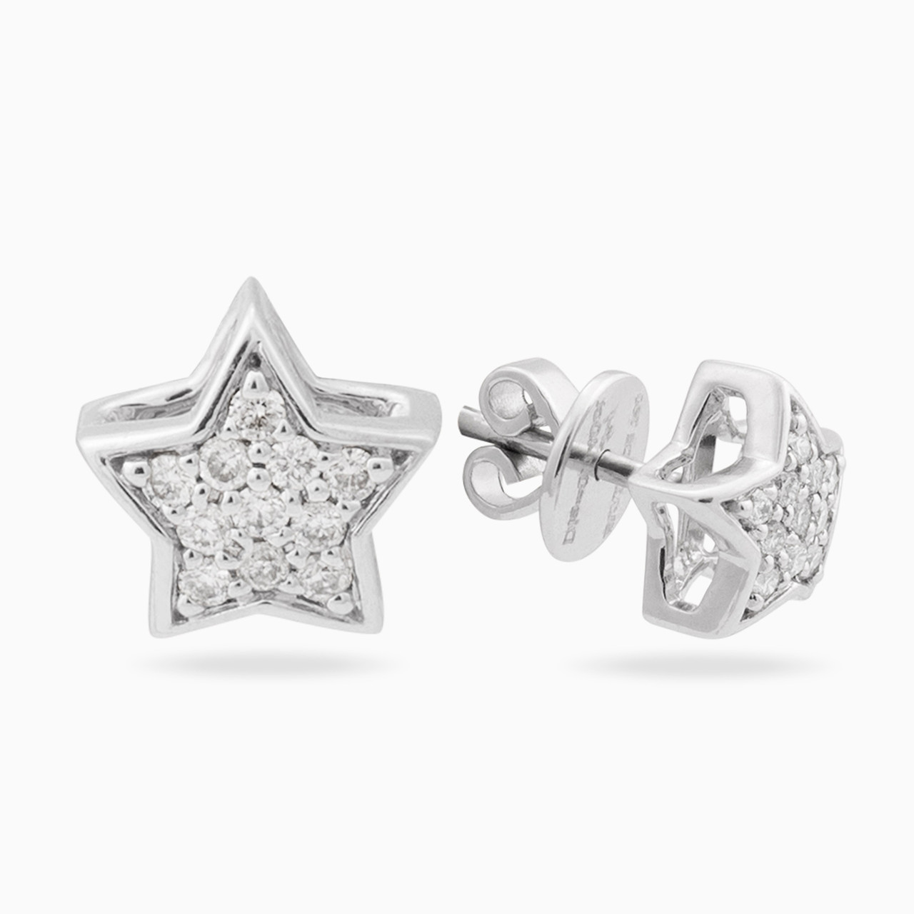 18K Gold Diamond Star Stud Earrings