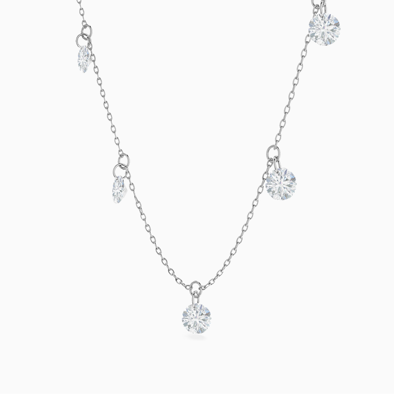 Flower Shaped Cubic Zirconia Charms on 18K Gold Chain