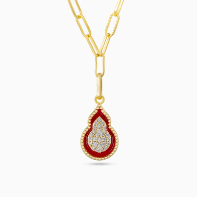 Pear Enamel Coated Gold Plated Necklace - GN14448A