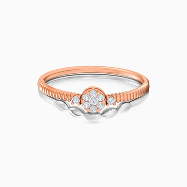 Flower Diamonds Twin Rings in 18K Gold - 111102400044