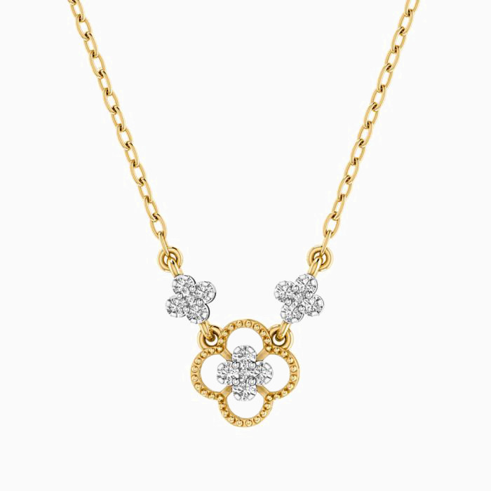 Flower Shaped Diamonds Pendant with 18K Gold Chain