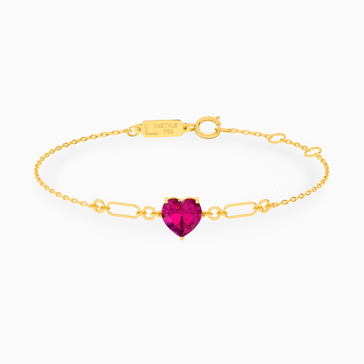 18K Gold Colored Stones Chain Bracelet