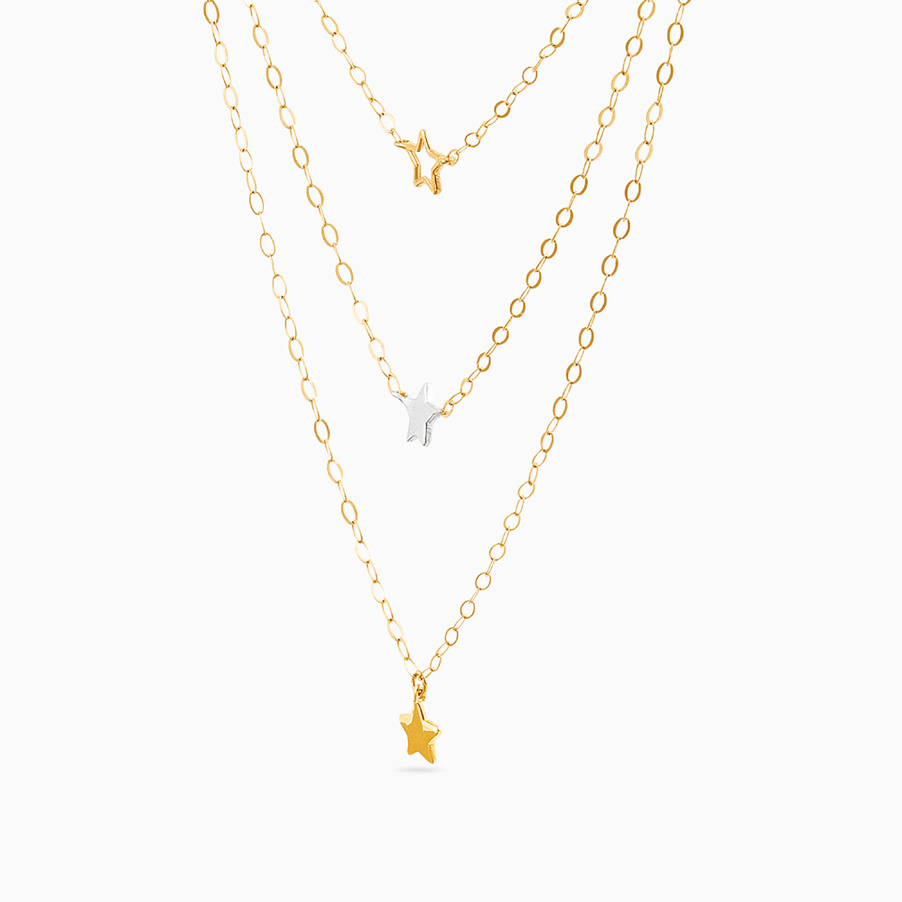 Star Layered Necklace in 18K Gold