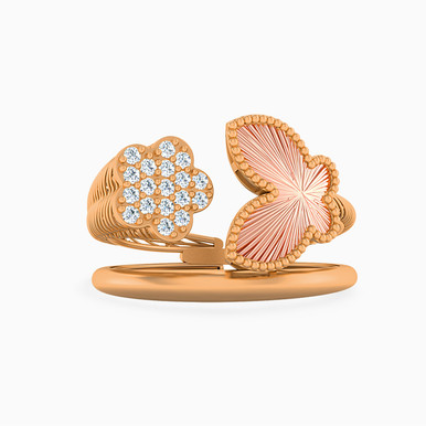 Butterfly Cubic Zirconia Two headed Ring in 21K Gold - 22002111107