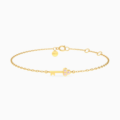 Key Rose Stone Chain Bracelet in 18K Gold - 21047110253