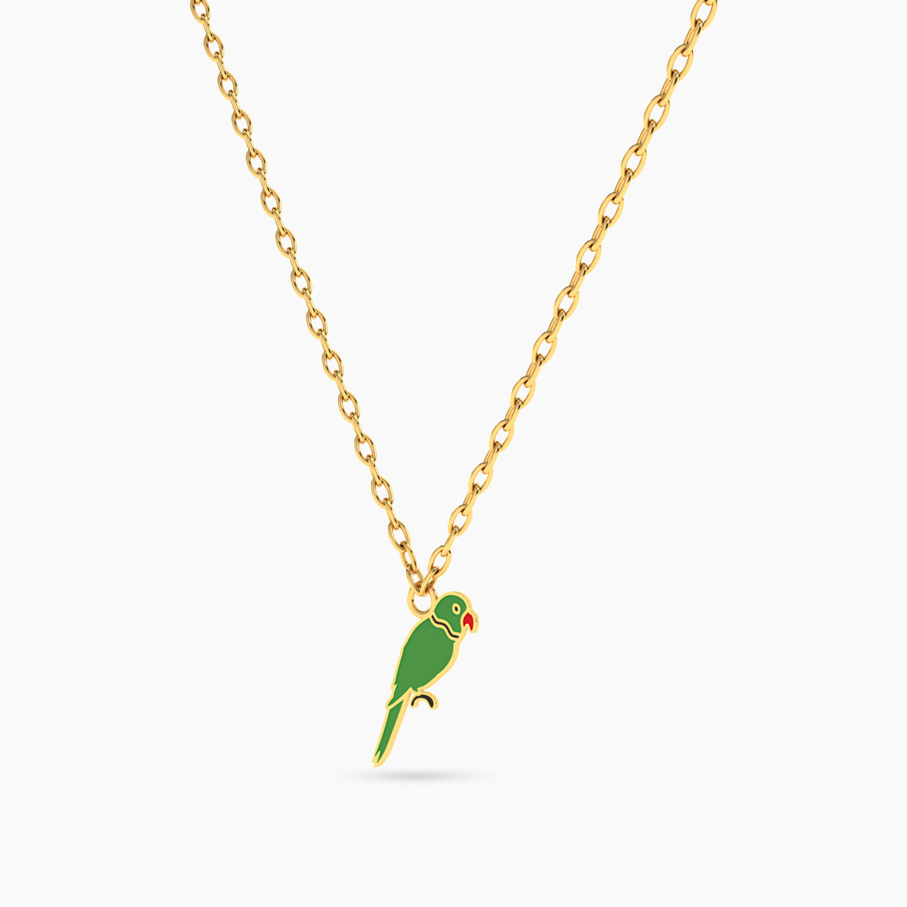 Kids Parrot Enamel Coated Necklace in 18K Gold