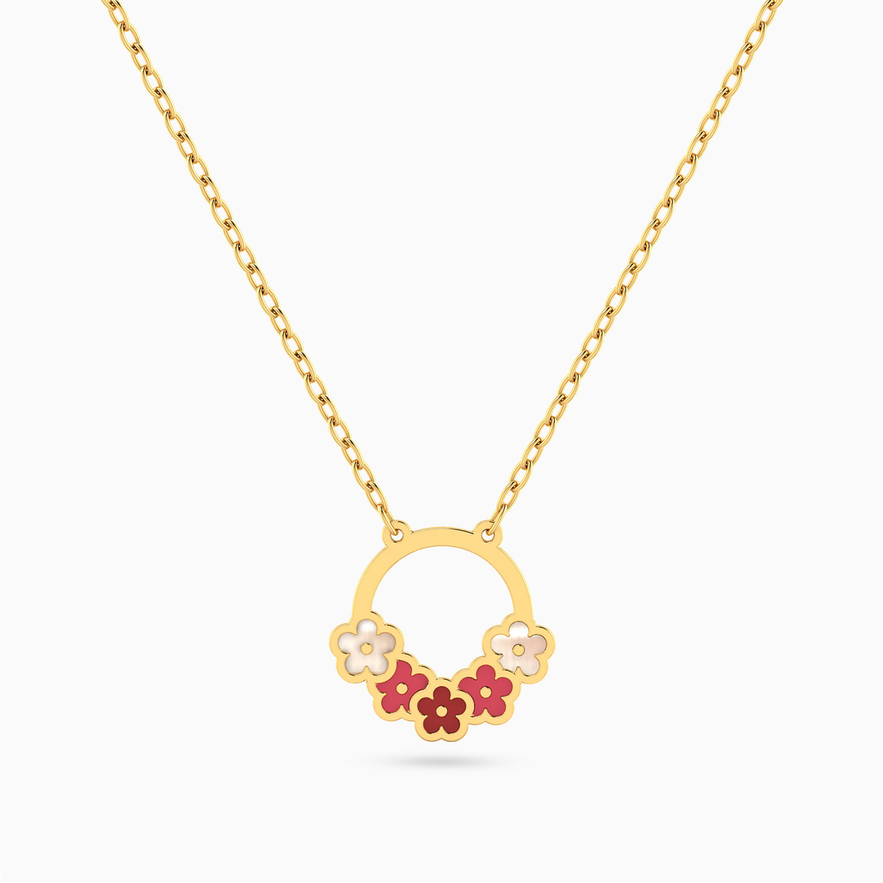 Kids Flower Enamel Coated Necklace in 18K Gold